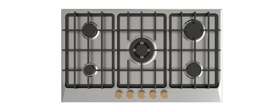 Ariston Built-In Gas Hob, 5 Burners, 75 Cm, Stainless Steel - PCN 751 T/IX/A