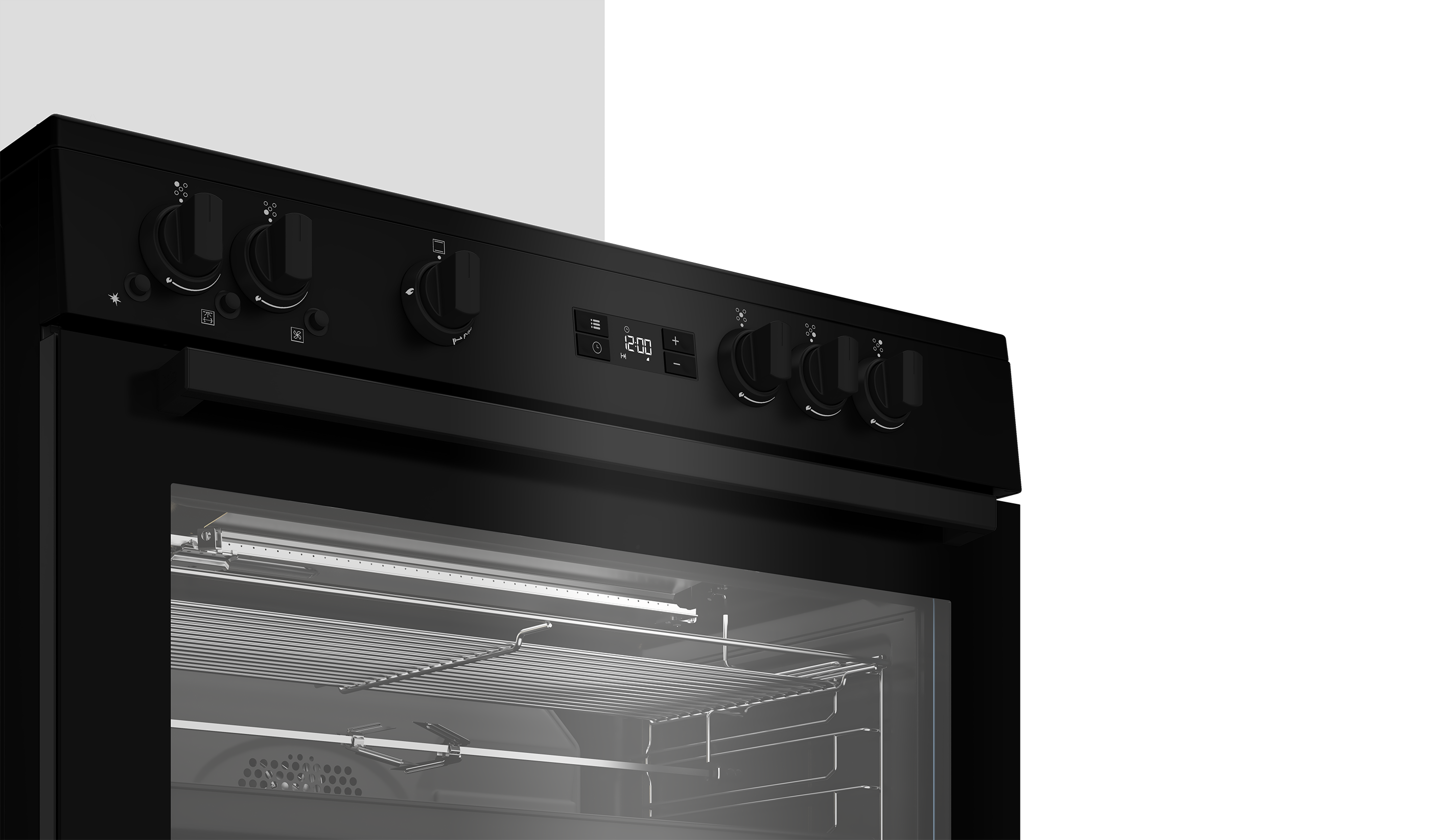 Beko Gas Cooker, 5 Burners, Full Safety, Digital, 90 cm, Black GGR