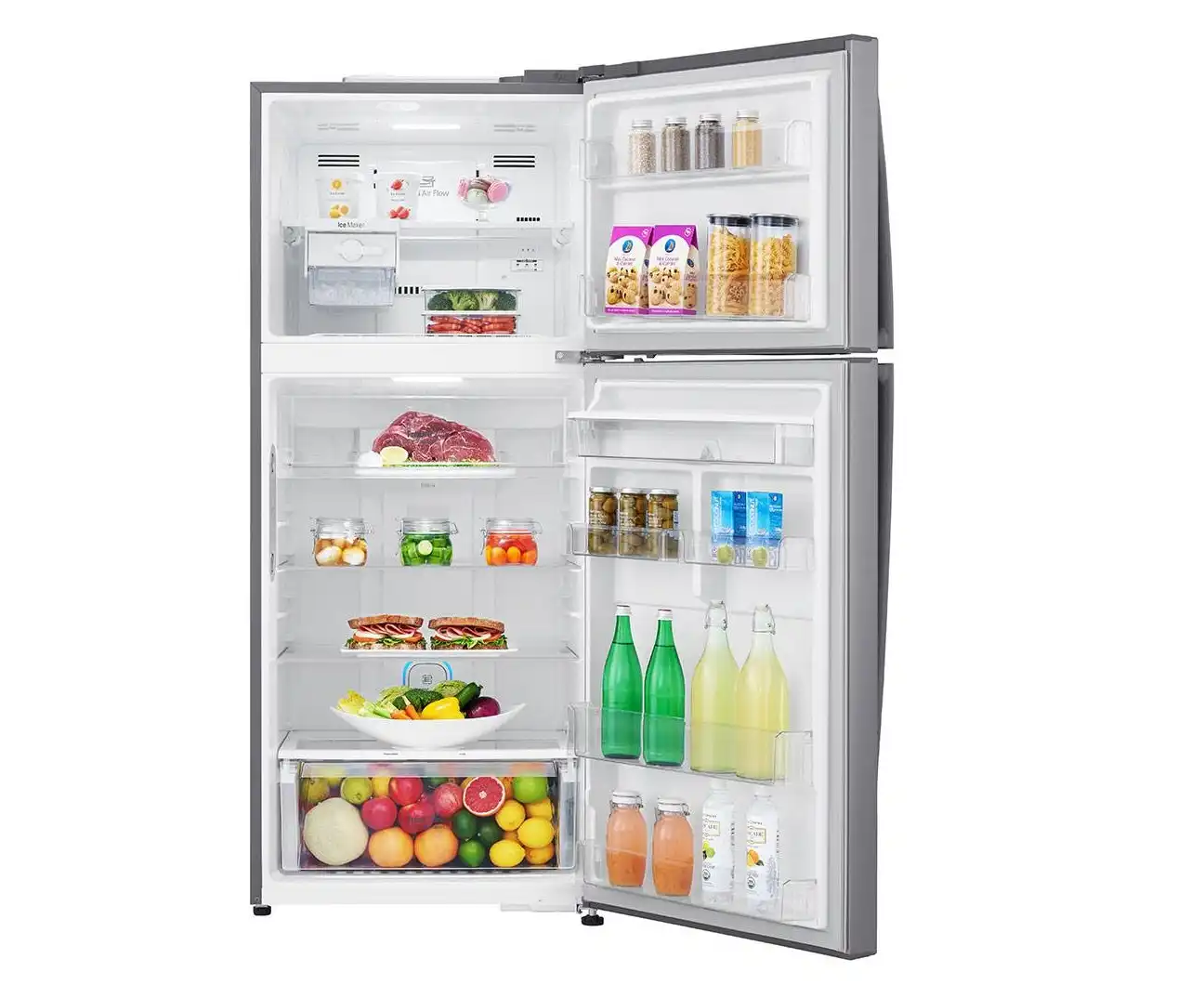 LG Refrigerator No Frost, 509 Liter, with Inverter Motor, Silver - GN-F722HLHL