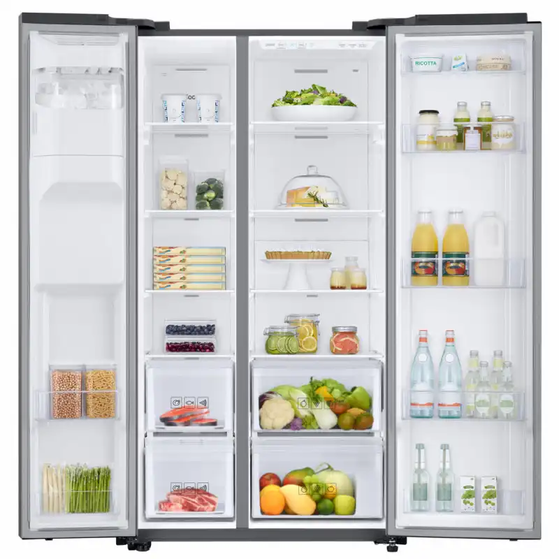 Samsung Side By Side Refrigerator With Dispenser Inverter,  634 Liter, Silver - Rs68A8820S9/Mr
