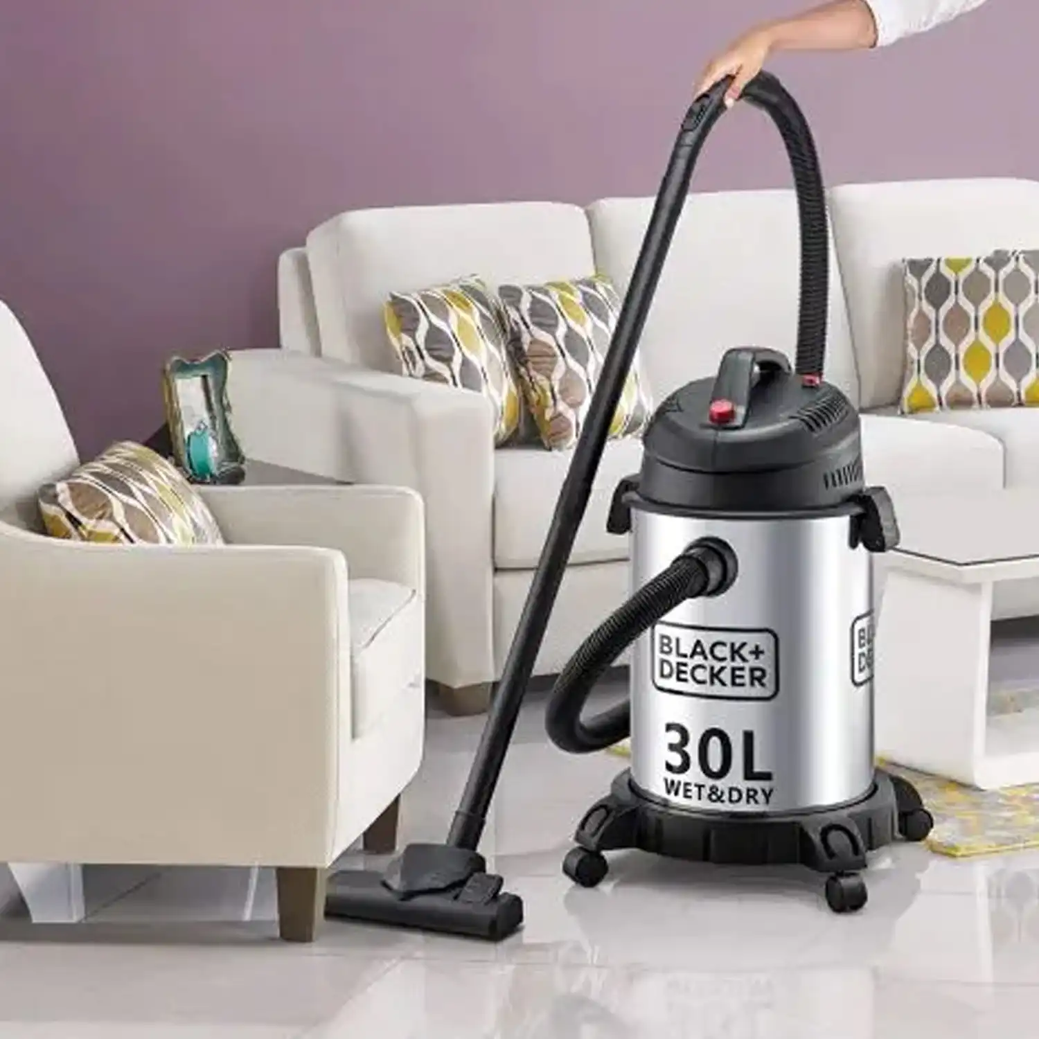 Black & Decker Drum Vacuum Cleaner, 1610 Watt, Silver / Black - WV1450-B5