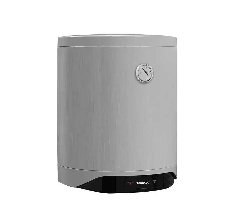 TORNADO Electric Water Heater 40 Liter, Enamel, LED lamp, Silver - TEEE-40MS