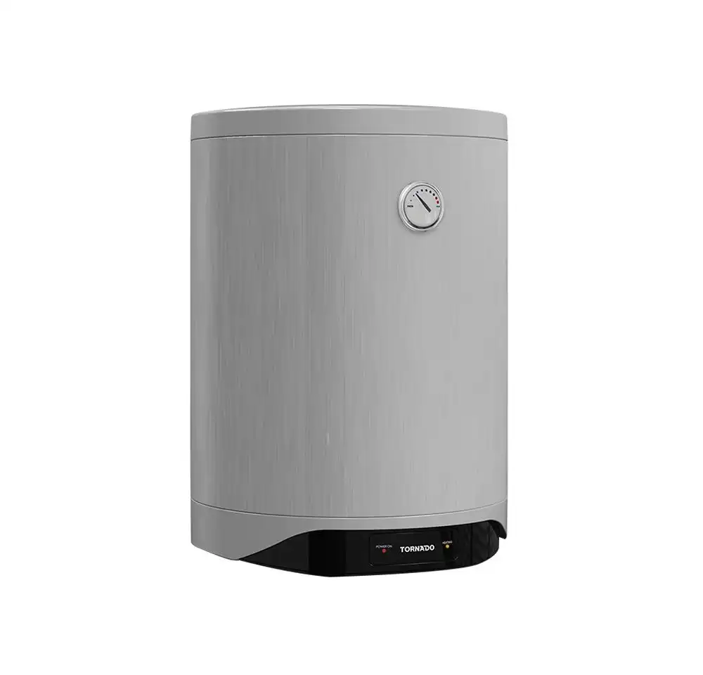 TORNADO Electric Water Heater 50 Liter, Enamel, LED lamp, Silver - TEEE-50MS