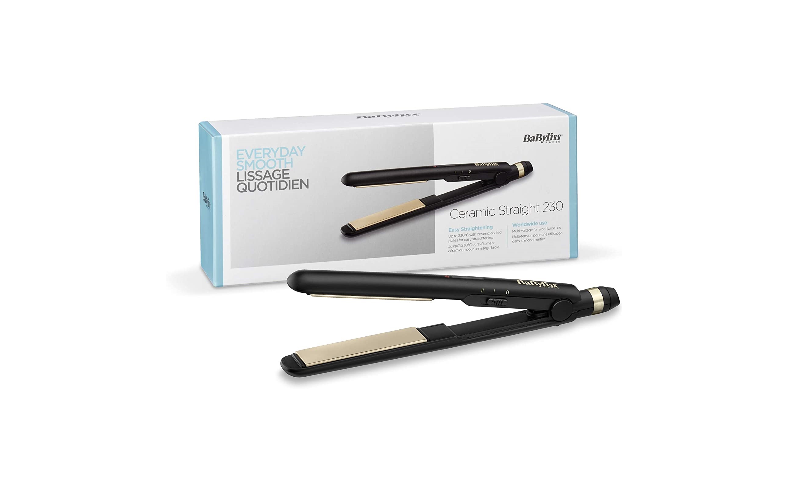 Babyliss Straight 230 Travel Hair Straightener, Black - ST089E