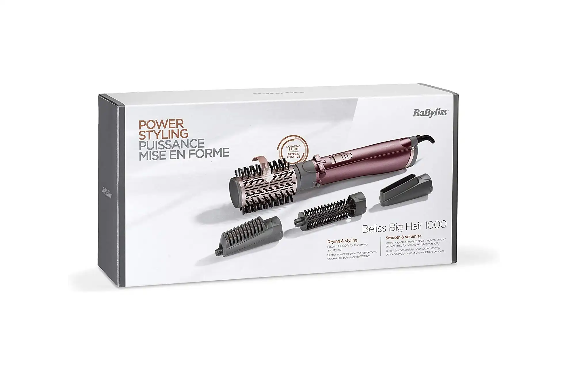 Babyliss Beliss Blower Brush, 1000 Watt, Gold / Grey - AS960E