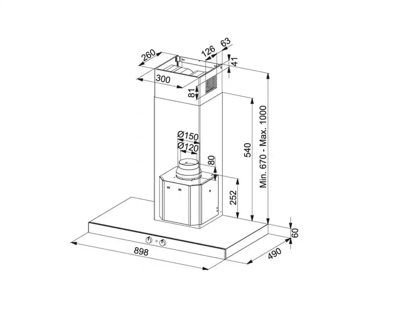 FRANKE KITCHEN CHIMNEY CRYSTAL GLASS, 370 M3/H ,90 CM STAINLESS - FCR 903 BK XS