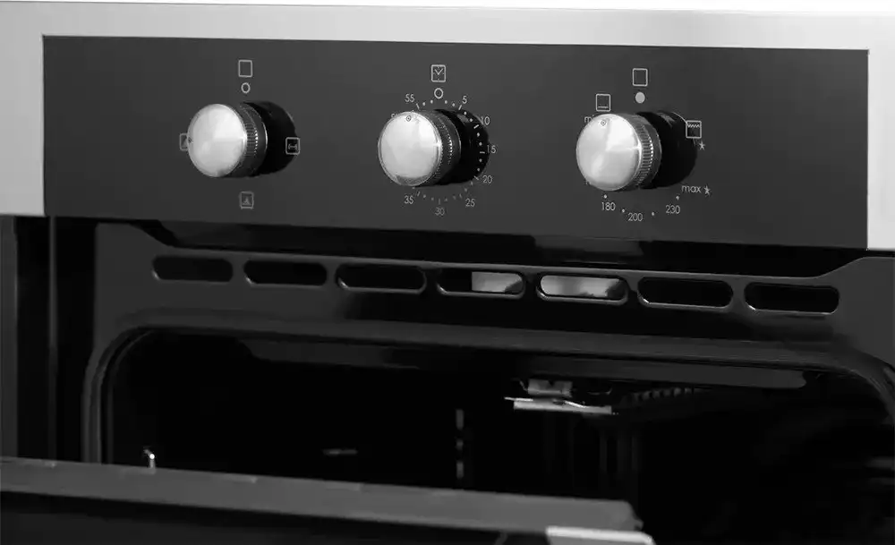 Hans Built-in Oven, Gas, Grill, Fan,  60 cm, Stainless frame, Black Glass - HANS OGO200-12 CO3 DO3