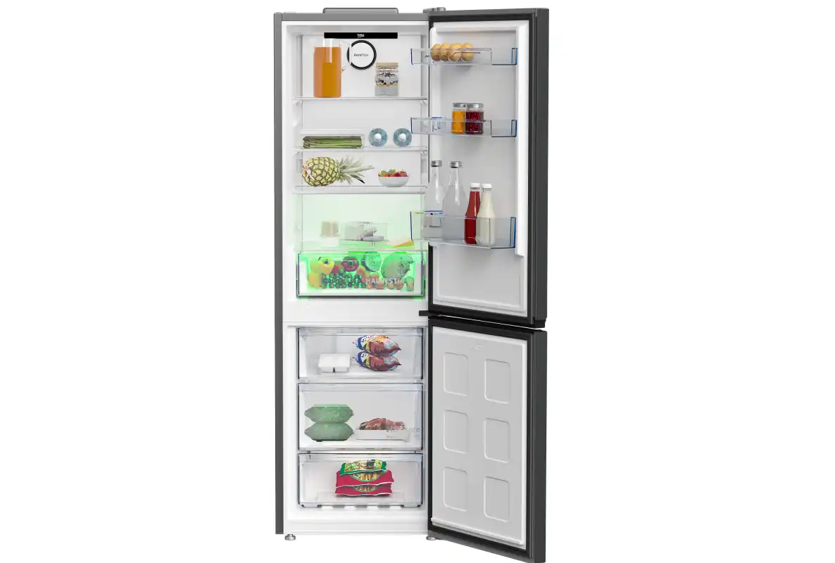 Beko Freestanding Combi Refrigerator, No Frost, 2 Doors, 316 Litres, Dark Inox - RCNE367E30XBRI