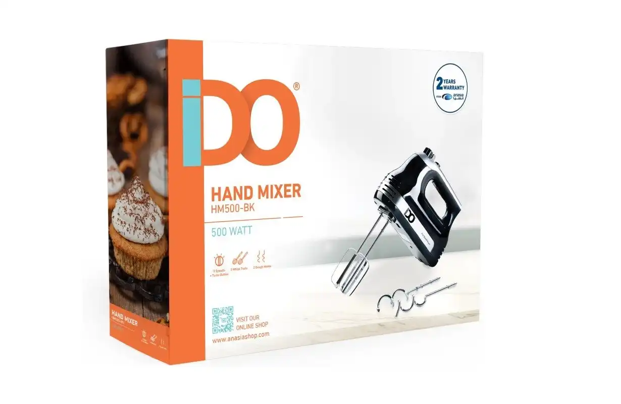 IDO Hand Mixer, 500 W , Black - 105-HM500-BK