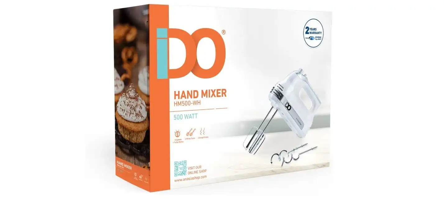 IDO Hand Mixer, 500 W , White - 105-HM500-WH