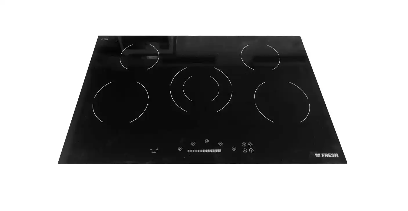 Fresh Built-In Hob, Ceramic, 5 Burners, Electric, Touch Control, 80 Cm - Black VTC 80