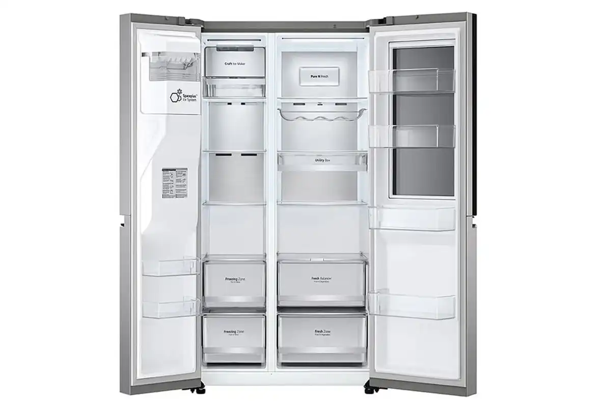 LG InstaView™ Double Door Fridge, 617L, Silver, GC-X257CSES - International Warranty