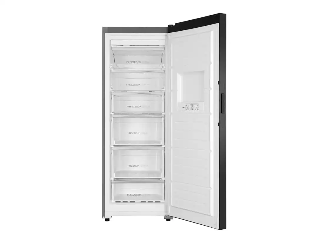 فريزر رأسي هاير 6 درج، نوفروست، شاشة ديجيتال، أسود - HF-290GB