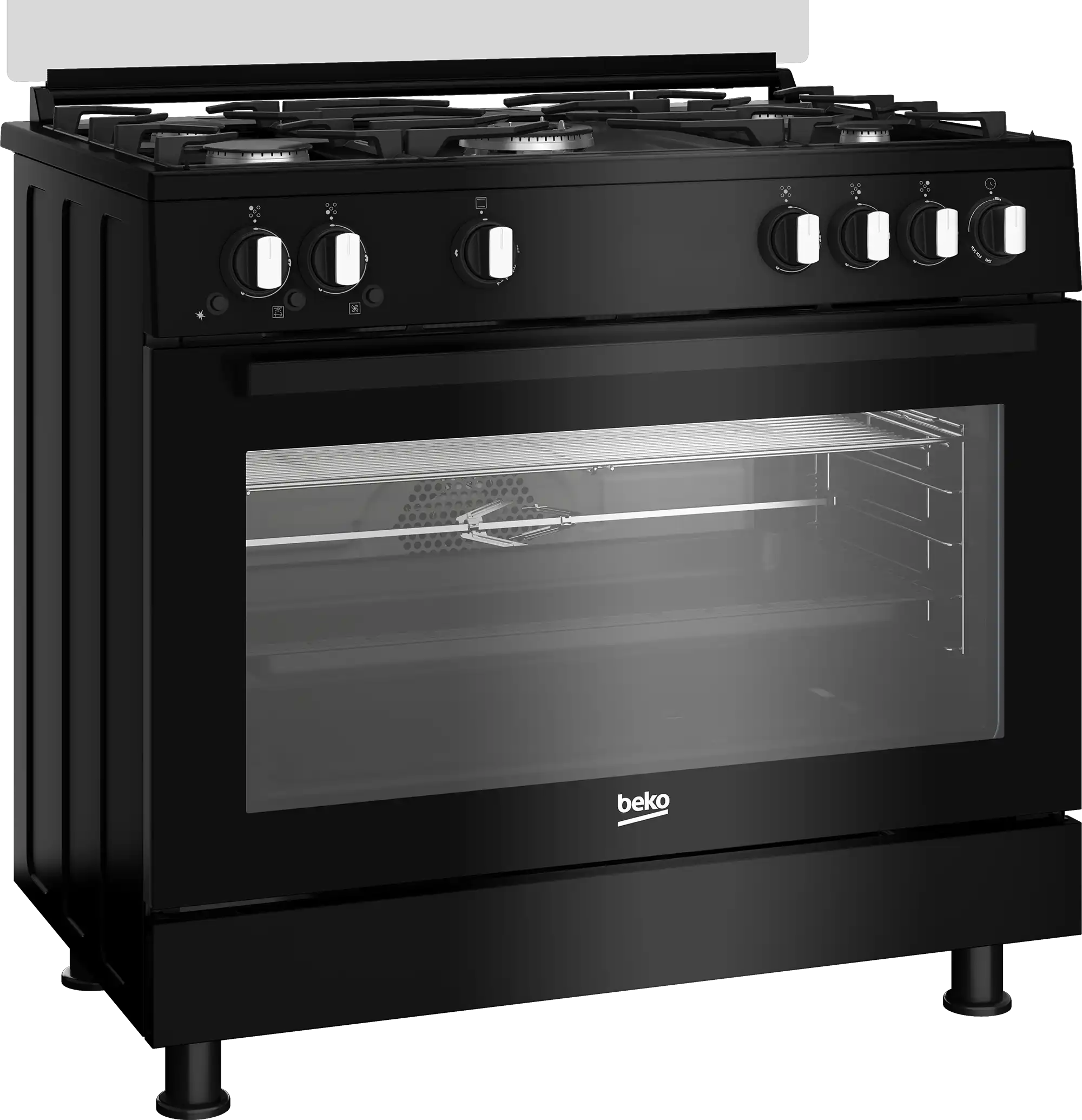 Beko Gas Cooker, 5 Burners, 90 cm, Black - GGR 15115 DX NB