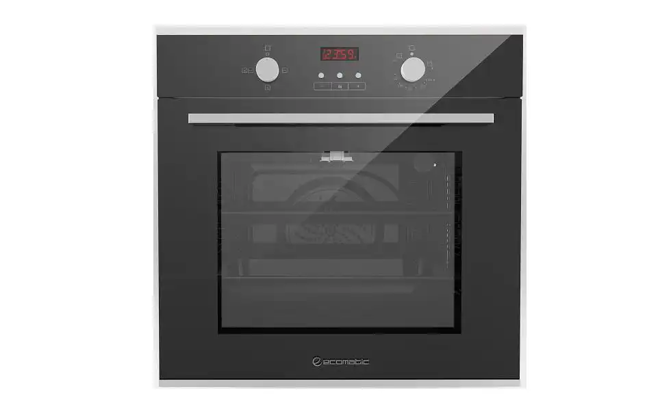Ecomatic Built-In Hob, 5 Burners, 92 cm, Black Glass - S927QC + Built-In Oven, Gas With Grill, 67 Liters, Fan, 60 cm, Black Glass - G6444GTDX