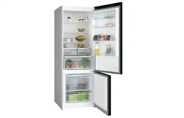 ثلاجة بوش سيريز 4 بفريزر سفلي، 505 لتر، اسود ستانلس ستيل - KGN56CX30U