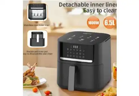 Sokany Healthy Air Fryer, 6.5 Liters, 1800 Watt, Black - SK-10040