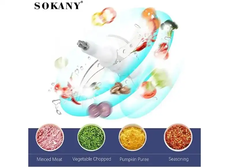 sokany Wonder Chopper, 3 L, 800-Watt, 3 Speeds, Stainless Steel - SK-7027