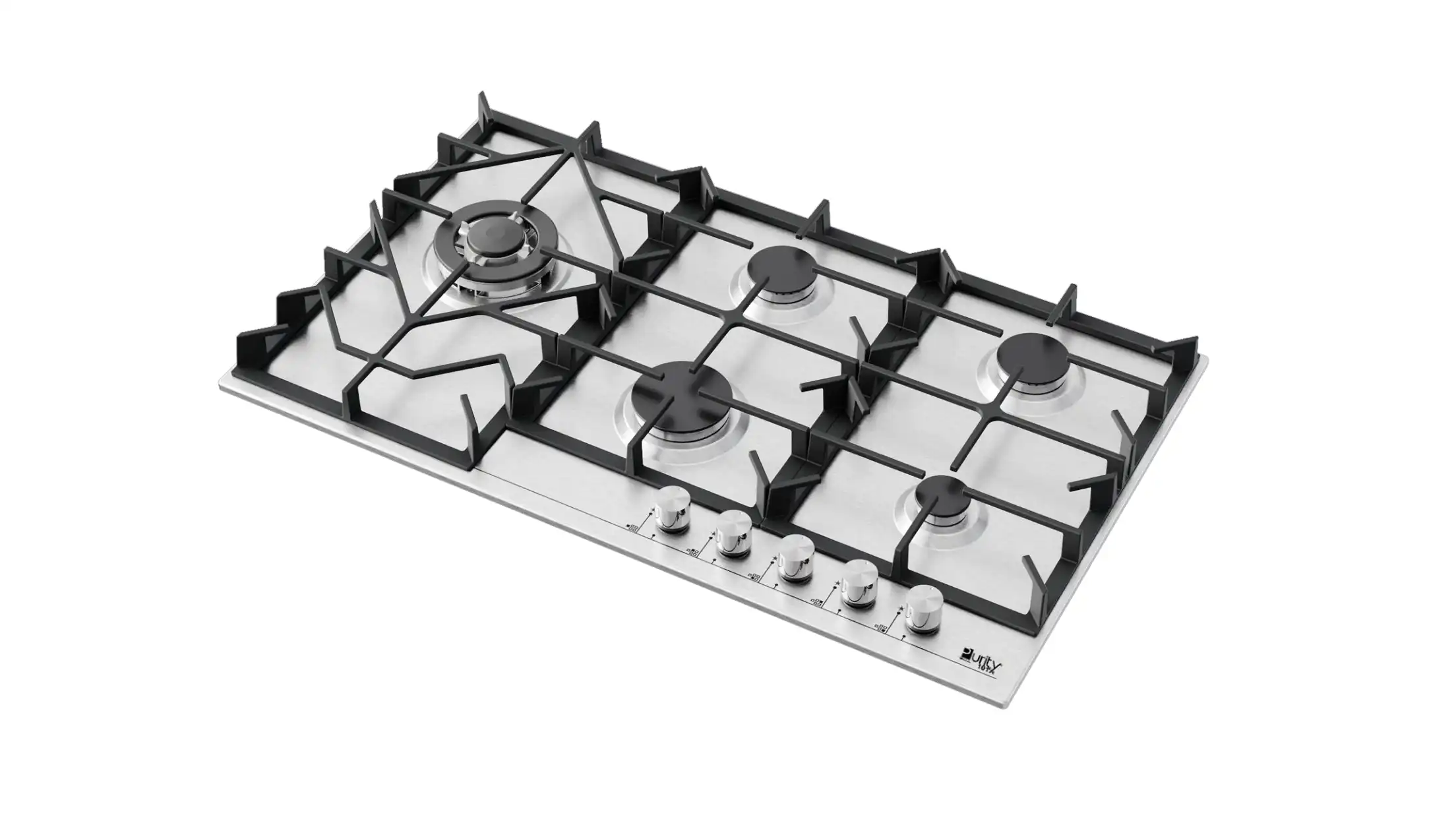 purity Gas Hob, 5 Burners, Heavy Duty Grids, 90 Cm, Silver - HPT908S