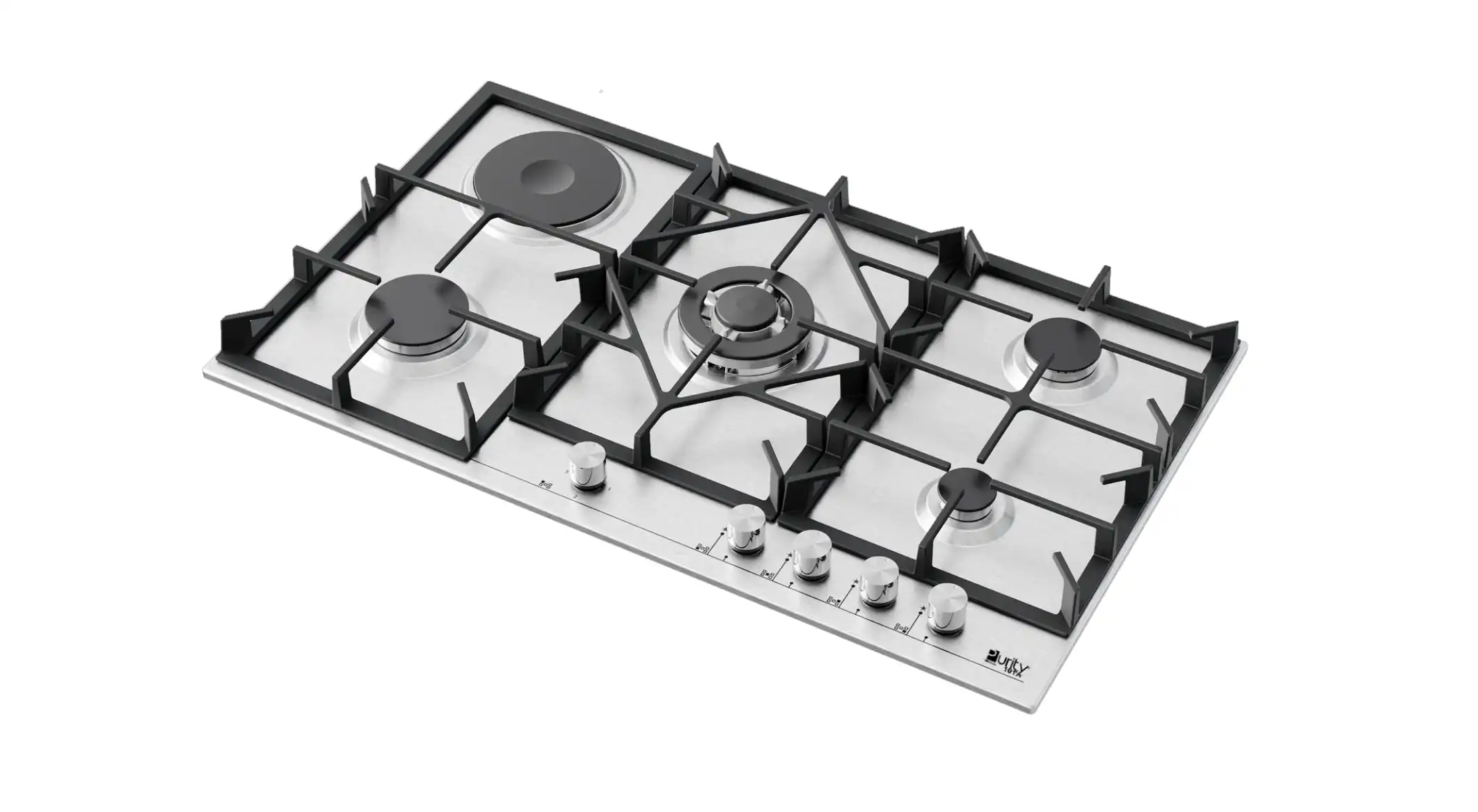 purity Gas Hob, 5 Burners, Heavy Duty Grids, 90 Cm, Silver - HPT909ES