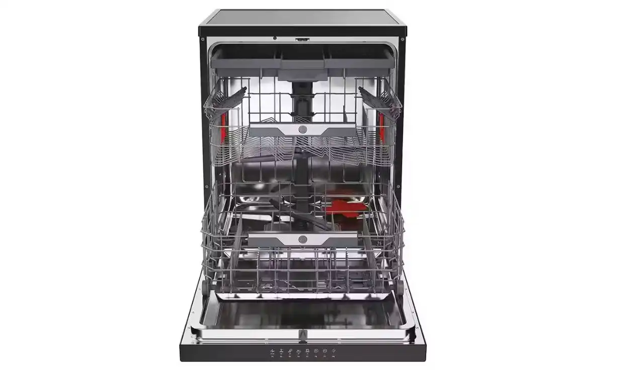 غسالة أطباق هوفر، 15 فرد، انفرتر، شاشة ديجيتال، 8 برنامج، 60 سم، أسود - HF5C7F1PB-EG