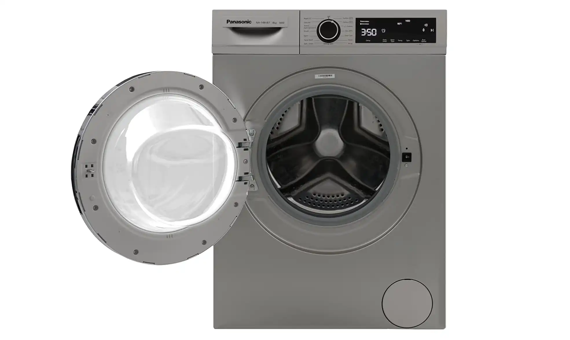 Panasonic Front Load Washing Machine, 8 Kg, Silver - NA-148VB7LEG