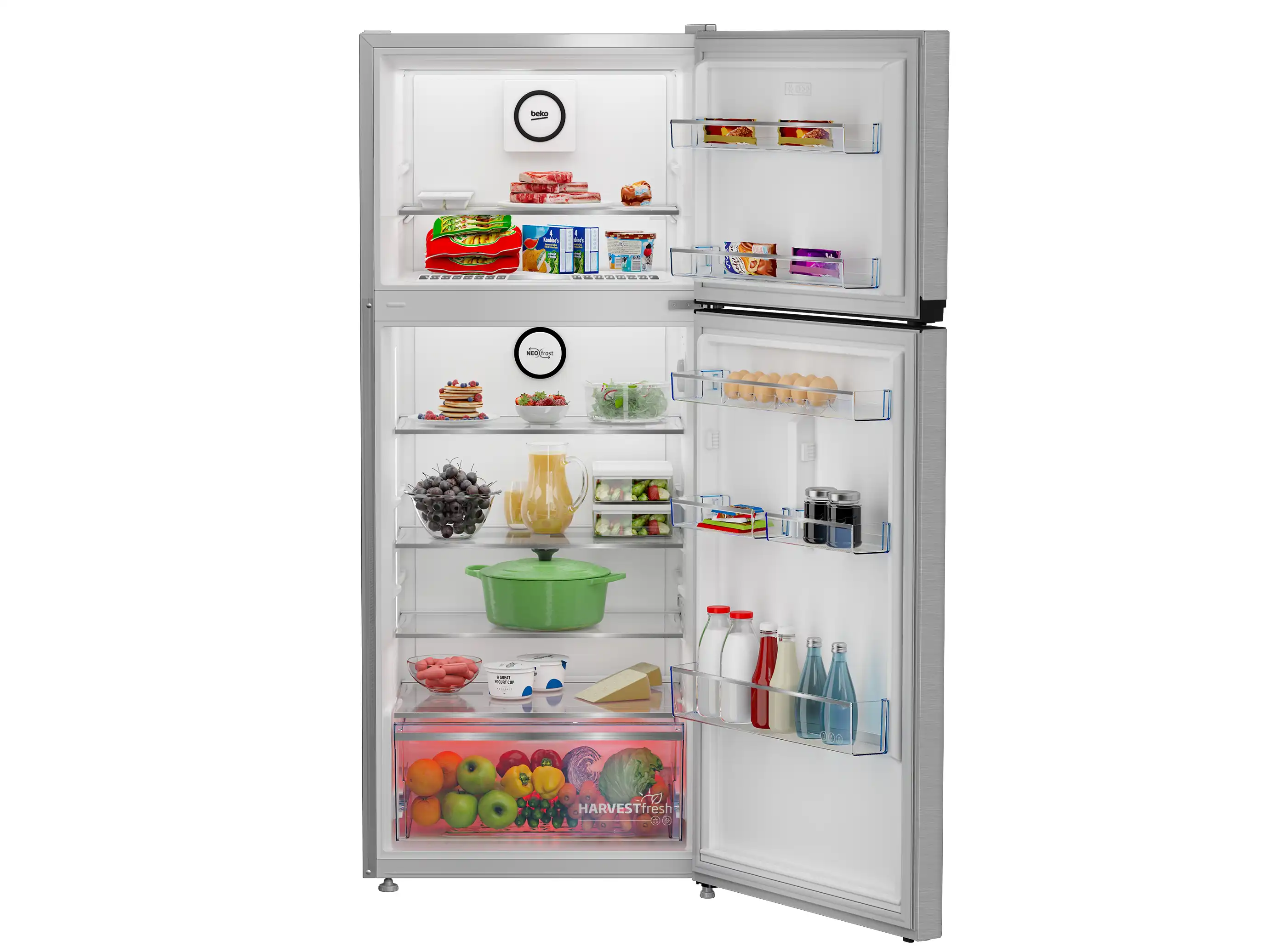 Beko No-Frost Refrigerator, 367 Liters, Inverter, Silver - RDNE420K02DXISEG
