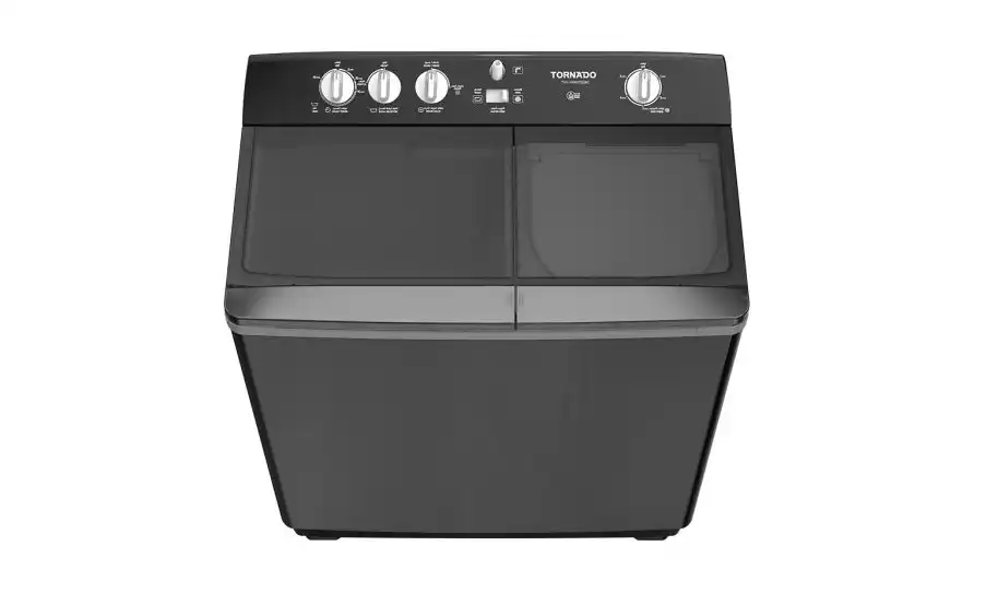 غسالة ملابس تورنيدو، نصف أوتوماتيك، 10 كجم، أسود - TVH-HM10TS(BK)