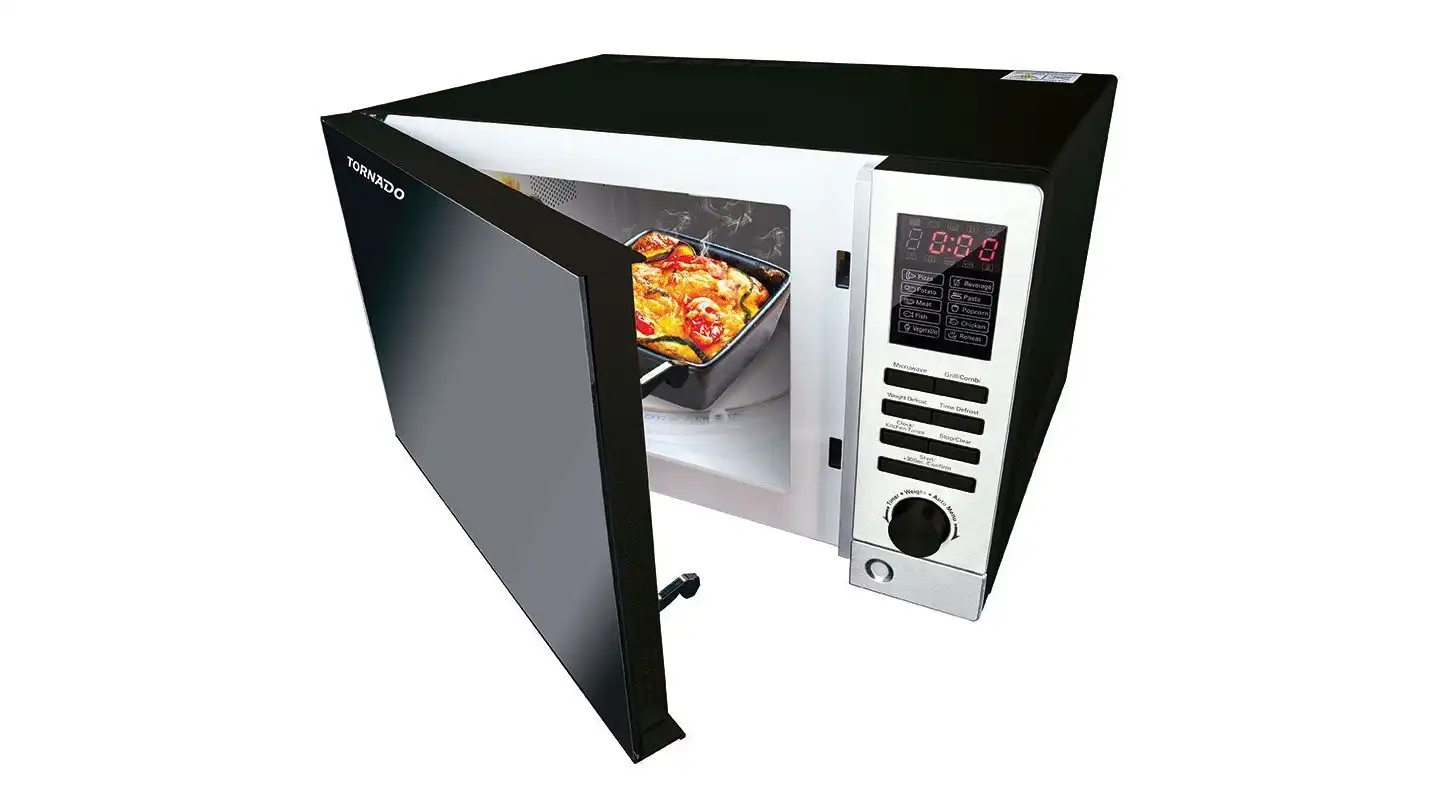 TORNADO Microwave, Grill 25 Liter, 900 Watt, 10 Menus, Back - MOM-C25BBE-BK