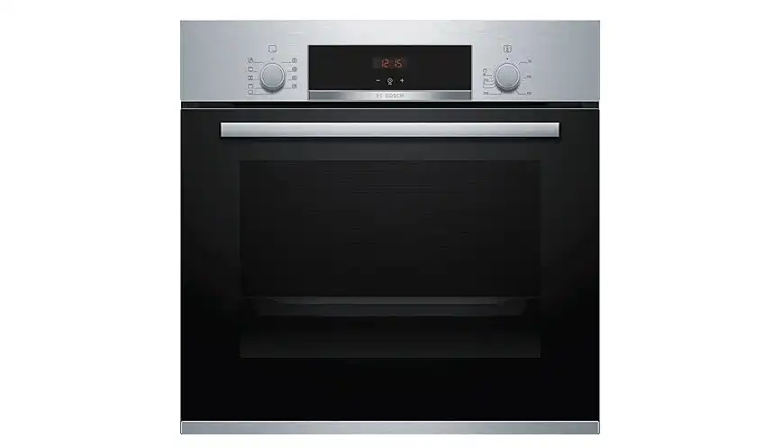 Bundle of Bosch 5 Burners Gas Built-In Hob, 75 cm, Black - PPQ7A6B20 With Series 4 Built-in Electric Oven, with Grill, 66 Liters, Stainless steel - HBJ534ES0