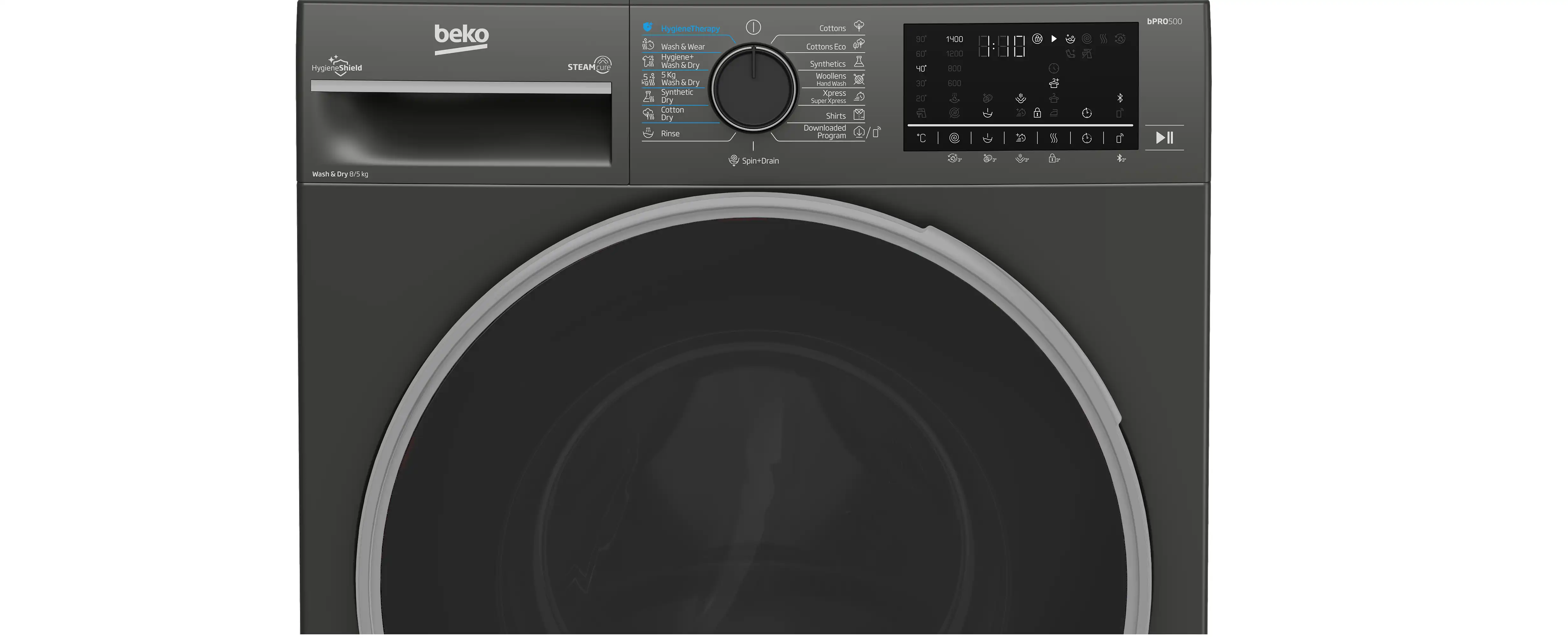Beko Freestanding Washer 8 kg 1400 rpm With Dryer 5 Kg, Digital Inverter, Grey - BWD08520MCI