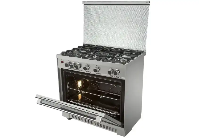 Kiriazi Smart Premier Cooker, 5 Burners, LED Screen, Safety System, Automatic Ignition, Natural Gas, 90 cm, Silver - 90FC9-1