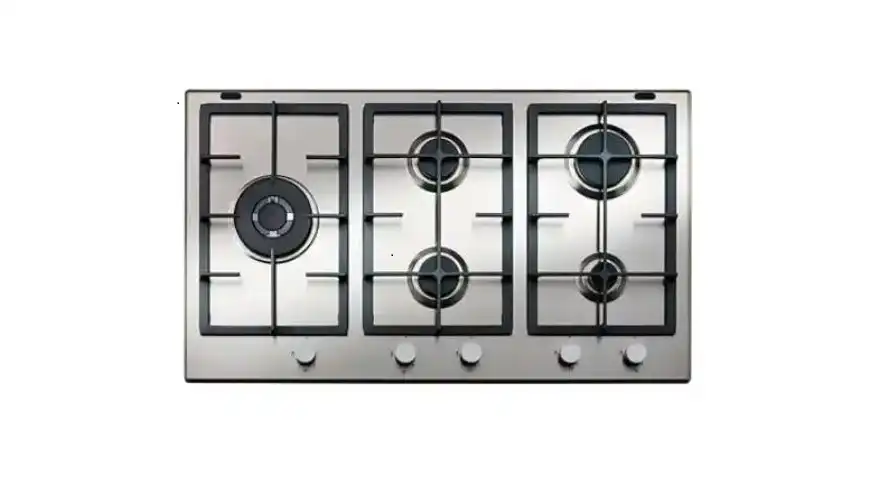 Bundle of Indesit Built-In Visor Hood Without Chimney, 90 cm, Silver - ISLK 96 LS X + Built-in Indesit Built-in Gas Hob, 5 Burners, Full Safety, Cast Iron Pan Supports, 90 cm, Stainless Steel