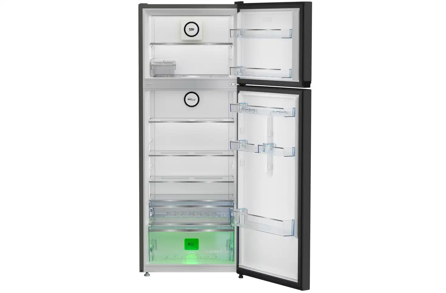 Beko Refrigerator, No Frost, 2 Doors, 455 Liters, Digital Screen, Inverter, Dark Stainless - RDNG551M20TXBR