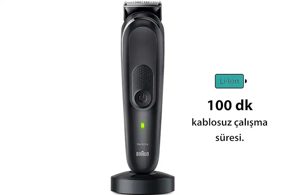 Braun Beard, Hair and Body Groomer, Wet & Dry, 16*1, Rechargeable, Black - MGK7470