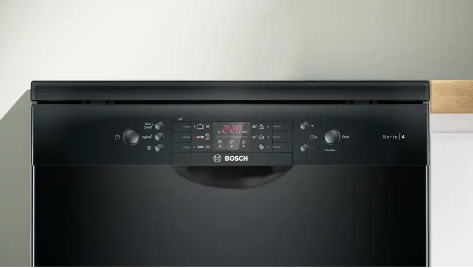Bosch Series 4 Dishwasher, 60 cm, 14 Place Settings, 6 Programs, Digital Display, Fingerprint Resistant, Black - SMS46NB20V