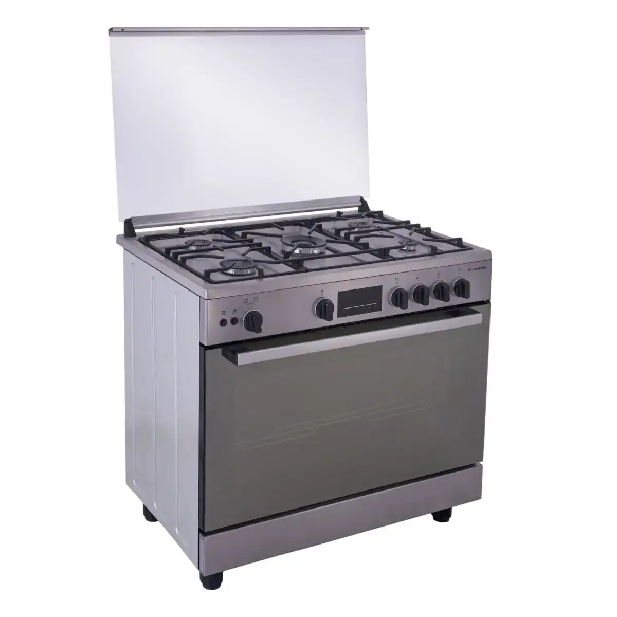 Ariston Cooker, 5 Burners, Digital Screen, Cast Iron Holders, Full Safety, 90 Cm, Stainless Steel -  ARR9 GGF 33229 XNA