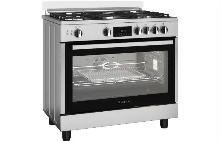 Ariston Gas Cooker, 5 Burners, Full Safety, Cast Iron Holders, Silver - ARR9 GGF 33229 XEG