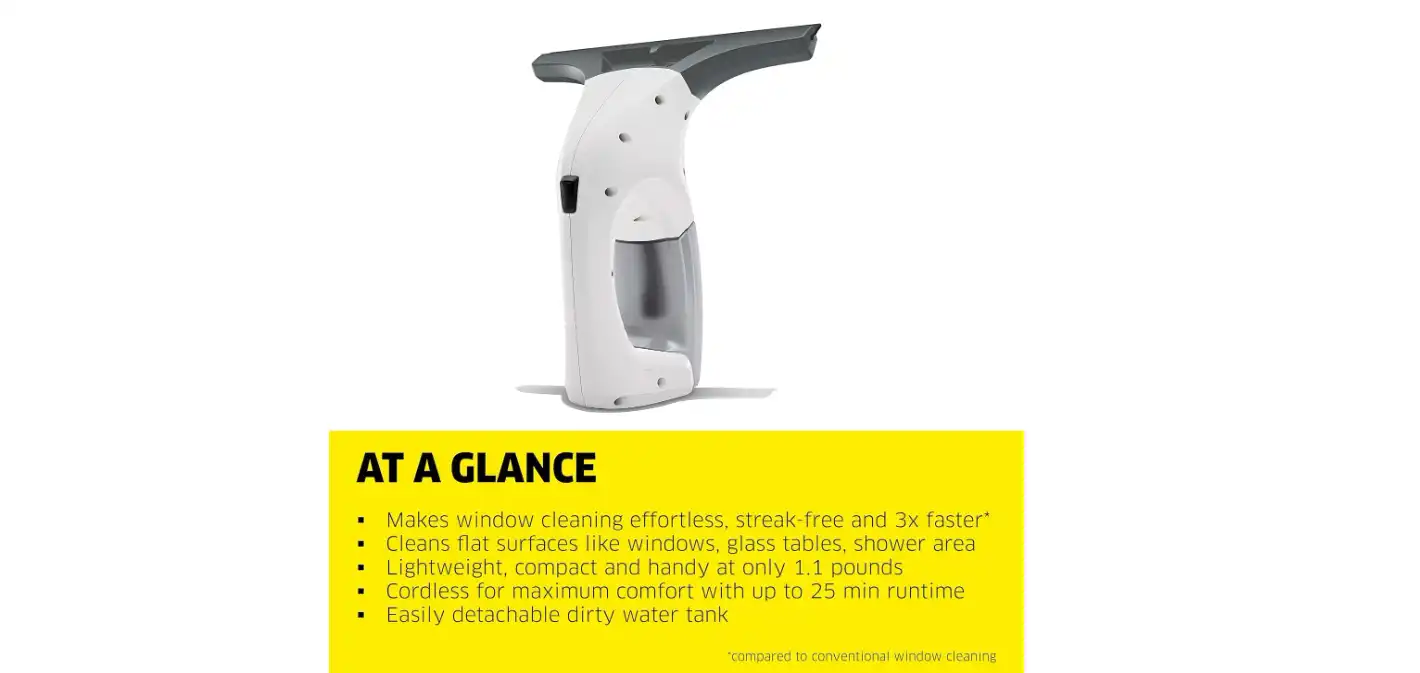 Karcher WV 1 Plus Window Vacuum, German Technology, Cordless Window Squeegee, Rechargeable Battery, White