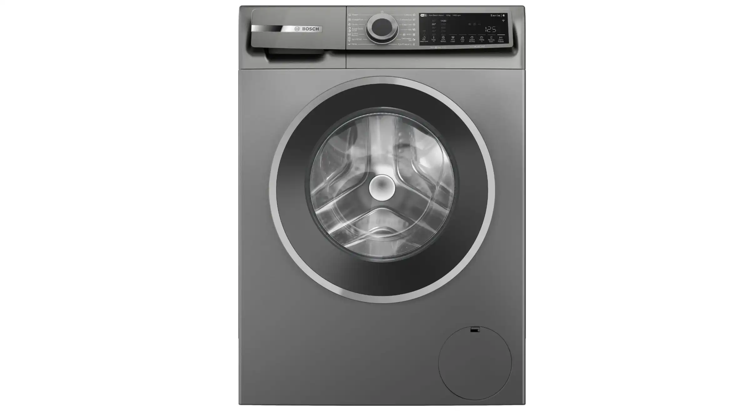 bocsh Series 6 Washing Machine, Front Loader, 10 kg, 1400 rpm, Grey - WGK254ZREG