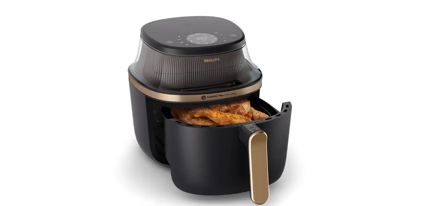Philips Airfryer XL, 6.2 L, 1700 W, Transparent Cooking Window, 16 Cooking Functions, Touch screen, RapidAir Plus technology, Black - NA332/00