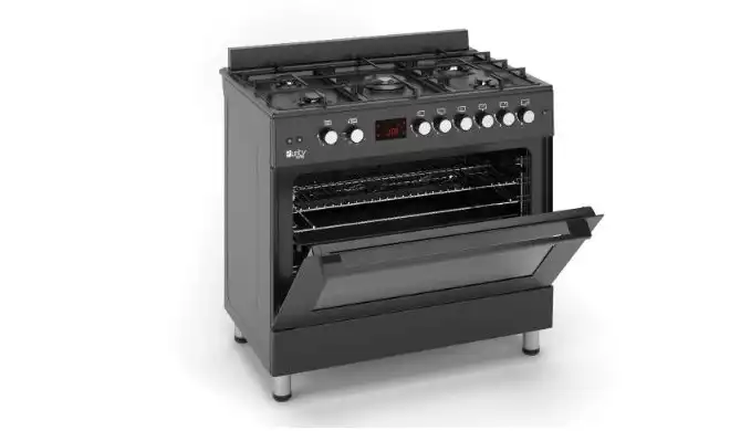 purity Gas cooker, 5 Burners, Full Safety, Digital Screen, Fan, 90 cm, Black - FRGG  9050 BL