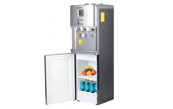 Penguin Hot, Cold & Normal Top Loading Water Dispenser with Fridge , 3 Tabs Silver - PD001