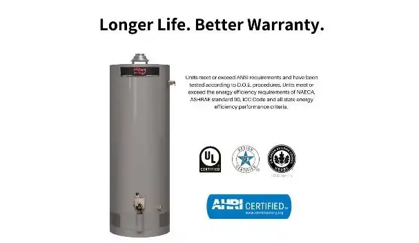 Ruud Gas Water Heater, 200  liters, Made in USA, Gray - ProG50-38NRu60