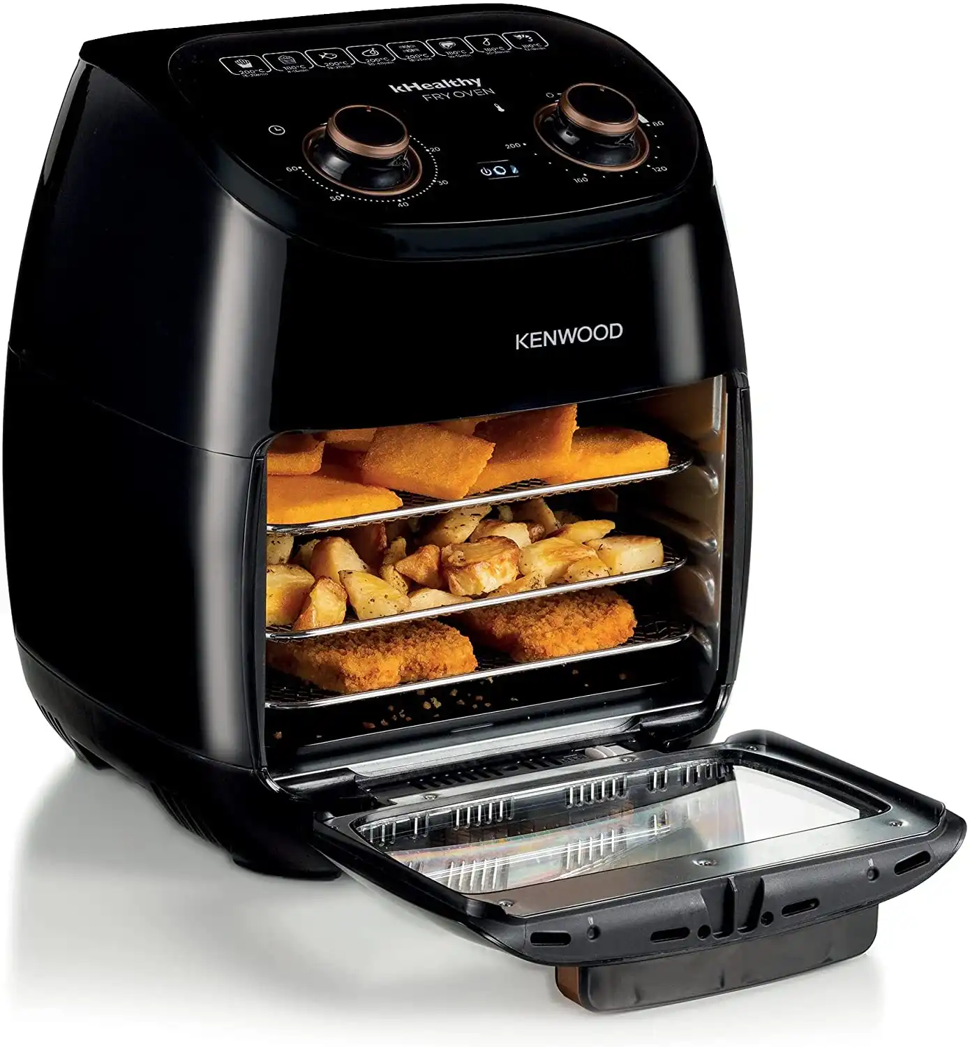 kenwood Large Air Fryer Oven, 2000 Watt, Black - HFP90.000BK