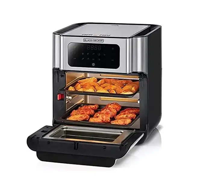 Black & Decker Air Fryer 1500 Watt, 12 liter ovean, Black - Aof100-B5 ( International Warranty )