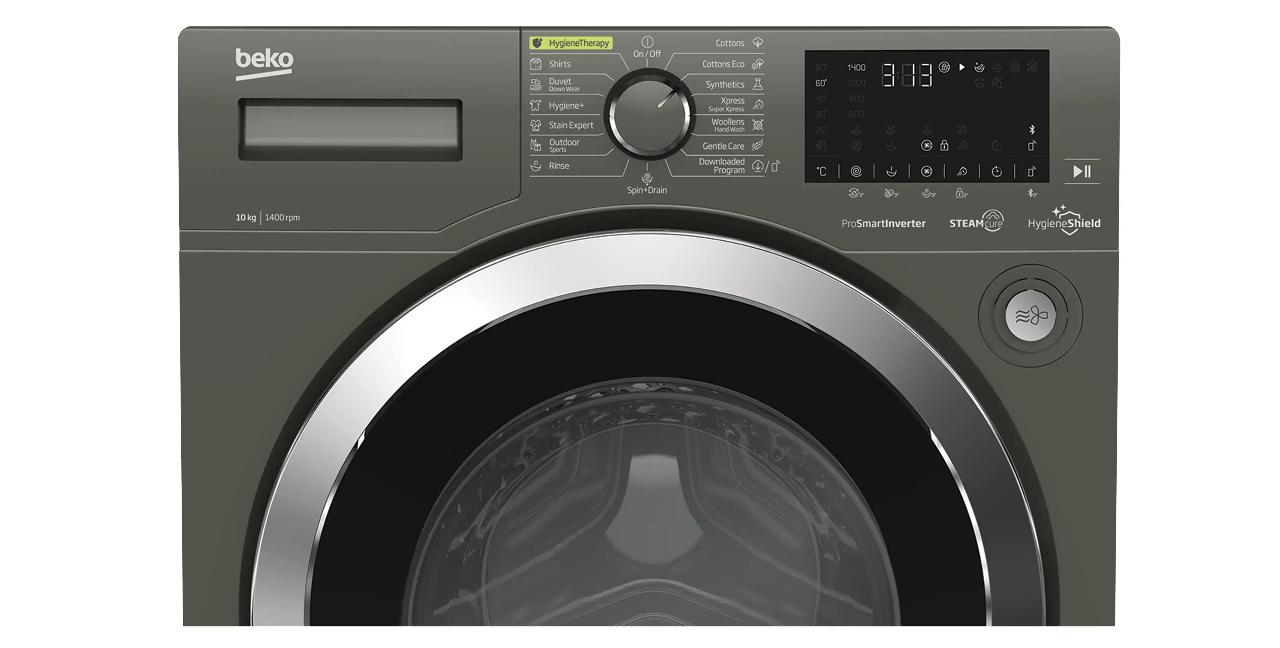 Beko Washing Machine Digital Inverter Steam, 10 kg, 1400 RPM, Grey - WTE 10736 CHT
