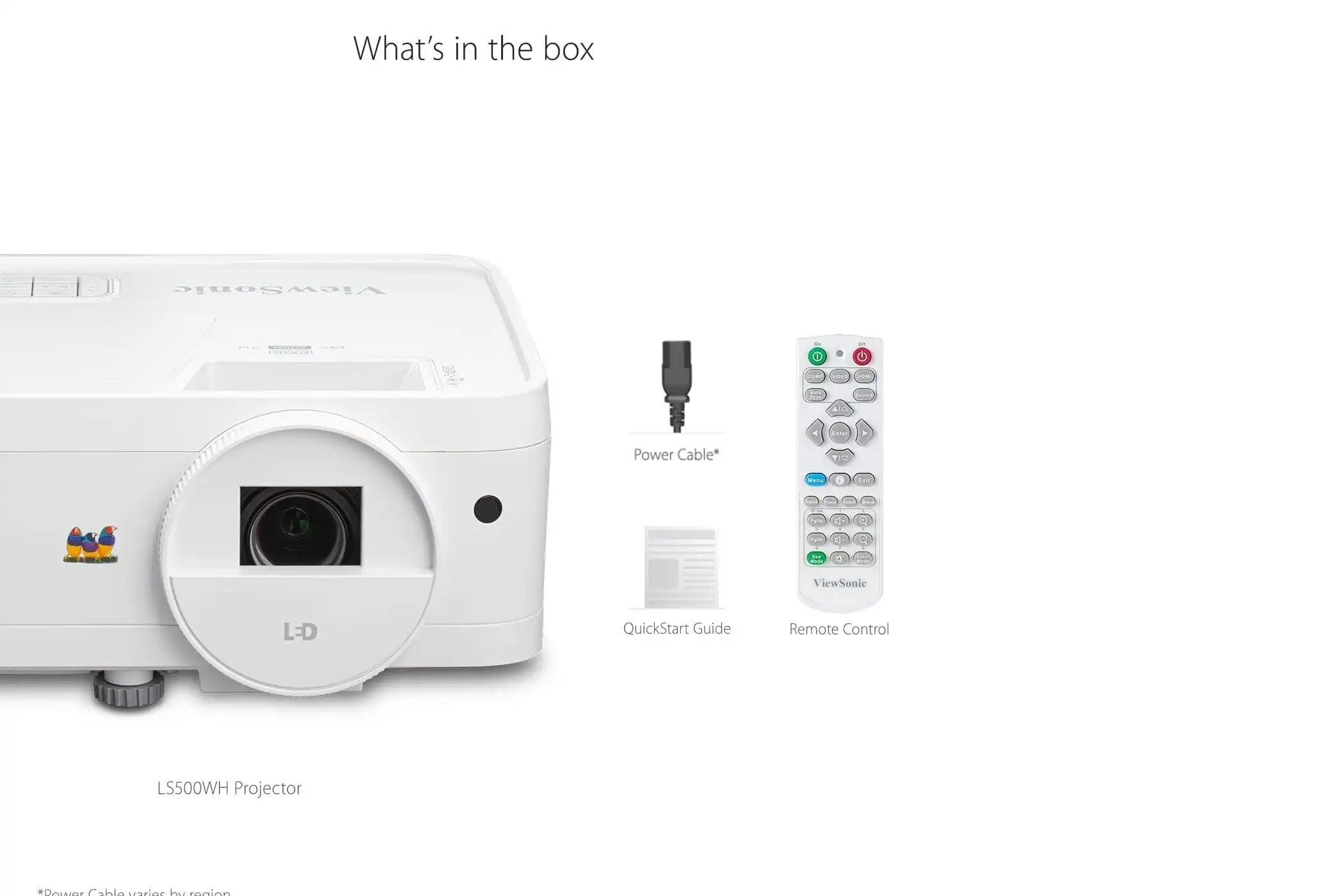 Viewsonic Projector 3000lm, WXGA Resolution, HDMI, High Contrast, White - LS500WHE