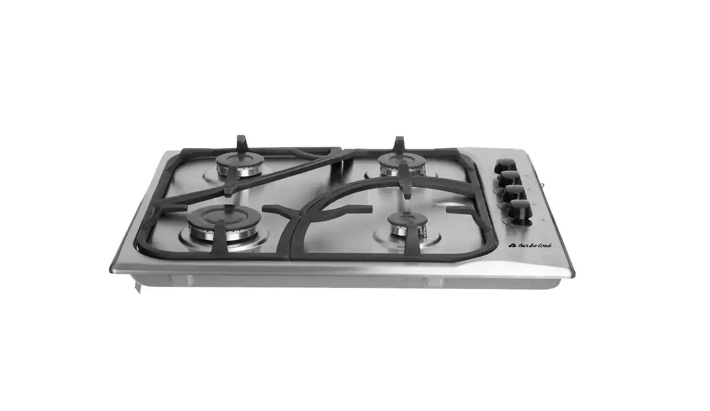 turboline built in hob 4 burner, cast iron full safety, 60 cm, Stainless steel - TL6050KIX