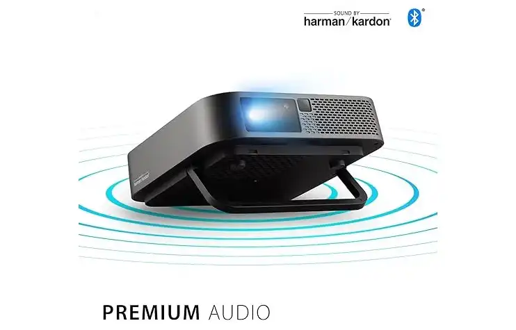 فيوسونيك بروجكتور LED,يعمل 30 ألف ساعة, بطارية تصل الي ساعتين, WIFI, BLUETOOTH, سماعات -  HARMON KARDON M2e